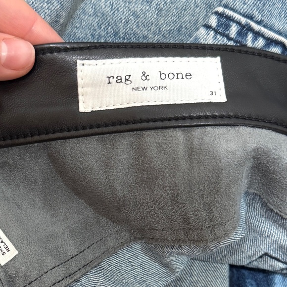 New rag & bone The Shea High Rise Relaxed Straight Jeans 31 Lefferts Leather Tri - Picture 6 of 15